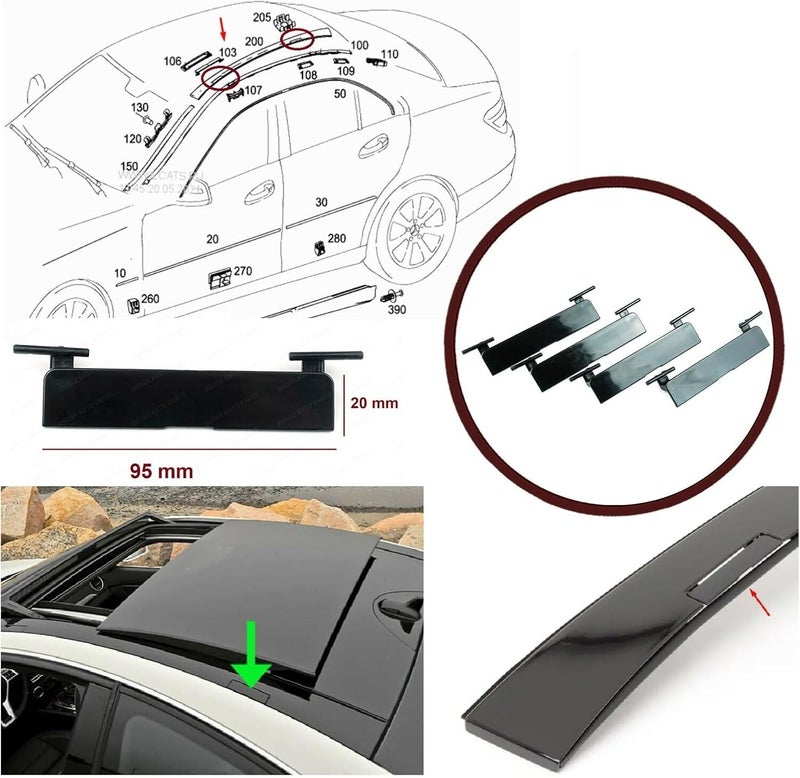 VIP KROM 4X Roof molding port bag cover For Mercedes C W204 2007-2014 95 * 20 mm 20469071829040 - Image 2